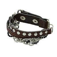 punk rock braided metal chain pu leather wrap bracelets christmas gift ...