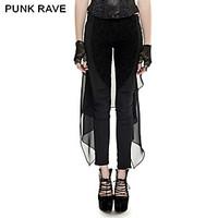 Punk Rave K-247 2016 Hot Sale Punk Black Skinny Harem Pants Plain Dyed Cotton Pants Chiffon Forktail Women Pants