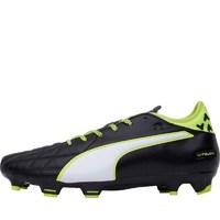 puma mens evotouch 3 leather fg football boots blackwhitesafety yellow