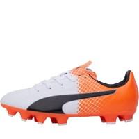 Puma Junior EvoSPEED 4.5 FG Football Boots White/Black/Orange