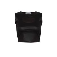 PU Cut Out Crop Top