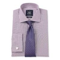 Purple White Poplin Bengal Stripe Slim Fit Shirt 15 1/2\