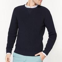 Pure Cotton Rib Knit Crew-Neck Jumper