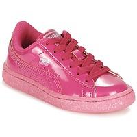 Puma BASKET PATENT ICED GLITTER PS girls\'s Children\'s Shoes (Trainers) in pink