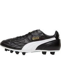 Puma Mens King Top FG K Leather Football Boots Black/White/Gold