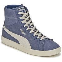 puma archive lite mid canvas mens shoes high top trainers in blue