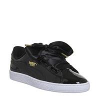 puma basket heart trainers black patent