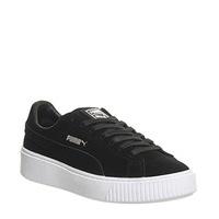 puma suede platform black white