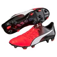 Puma evoPOWER 1.3 Leather Firm Ground Football Boots - Red Blast/Puma, Black