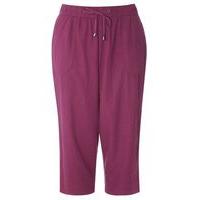 Purple Linen Blend Crop Trousers, Others