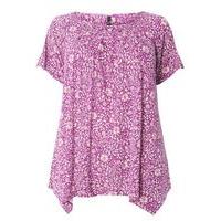 Purple Floral Print Top, Purple