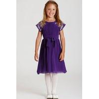 Purple Chiffon Bow Waist Dress