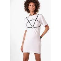 Pu O Ring Harness T-Shirt Dress - white