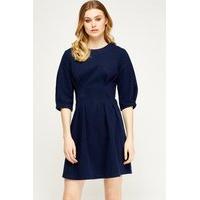 puffa sleeve fleece shift dress