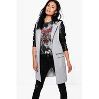 PU Sleeve Jersey Duster Jacket - grey