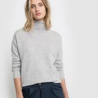 pure cashmere roll neck jumper