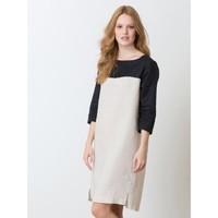 pure linen color block shift dress hirose