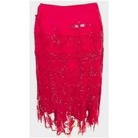 Purificacion Garcia Red Sequin and Bead Embellished Skirt Size 12-14