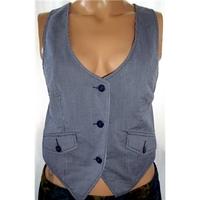 Pull and Bear Medium Blue and White Pinstripe Waistcoat