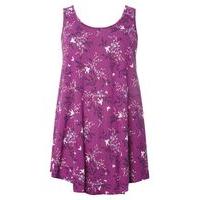 Purple Floral Sleeveless Top, Purple