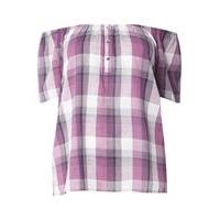 Purple Check Bardot Top, Purple