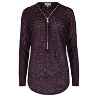 purple zip long sleeved top