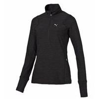 puma heathered long sleeve half zip jacket womens dark grey hetaher