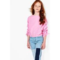 Puff Sleeve Woven Blouse - pink