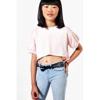 puff sleeve cropped top pink