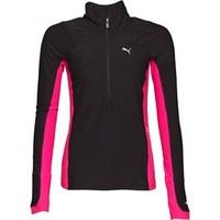 Puma Womens 1/2 Zip Heather Long Sleeve Top Black/Pink
