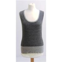 Pure Collection Size 12 Grey Striped Cashmere Tank Top