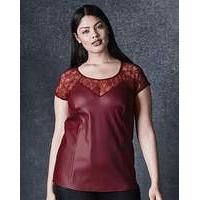 PU Lace-Trim Top