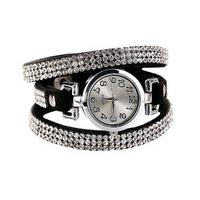 PU Leather Rhinestone Bracelet Watch