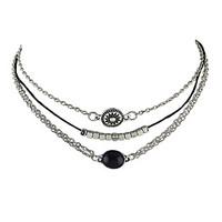 Punk Rock Silver Color Three Layers Chain Necklaces for Women