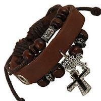 Punk 7cm Men\'s coffee Leather Leather Bracelet (1 Pc)