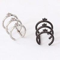 Punk Pentagram Titanium Steel Ear Cuffs (Silver, Black) (1 Pc)