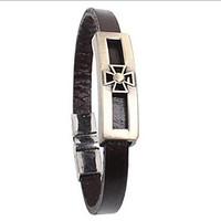 punk style hollow cross alloy leather bracelet1 pc