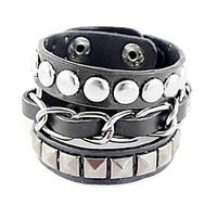 Punk Style Three Layer Rivet Leather Bracelet(Assorted Color) Christmas Gifts