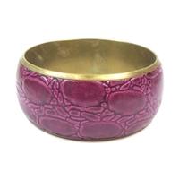 Purple faux reptile skin metal bangle