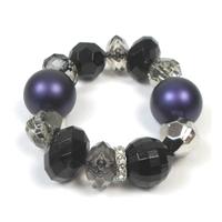 purple black bead stretchy bracelet