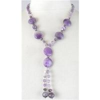 Purple amethyst round bead necklace