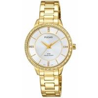 Pulsar Ladies Gold Plated Stone Set Bracelet Watch PH8218X1