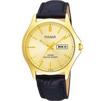 Pulsar Mens Gold Dial Watch PXD296X1