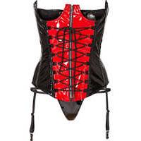 PVC Contrast Open Cup Corset Set