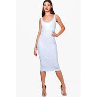 PVC Plunge Neck Bodycon Dress - lilac