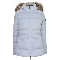 pyrenex smooth quilted fur trim jacket