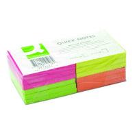 Q Connect Quick Sticky Note 75x75mm Neon - 12 Pack