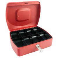 Q Connect 10 Inch Cash Box - Red