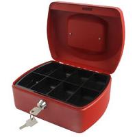 Q Connect 8 Inch Cash Box - Red