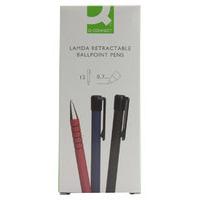 Q Connect Lamda Retractable Pen Black - 12 Pack